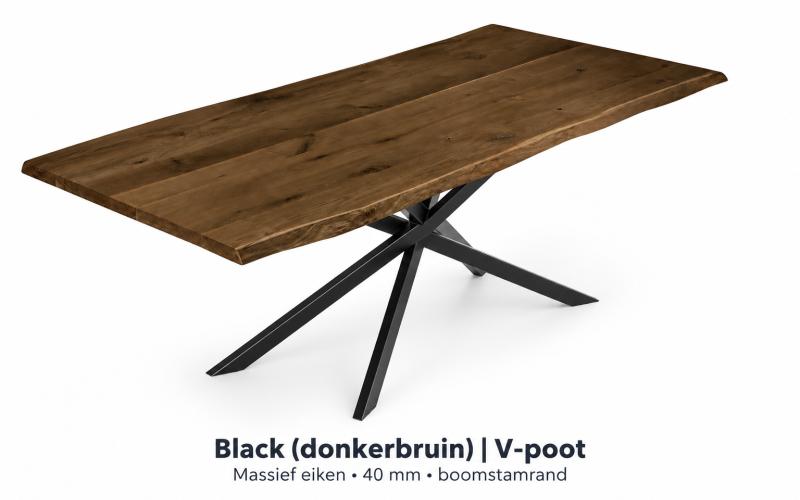 Eiken boomstamtafel Black (donkerbruin) &ndash; op maat